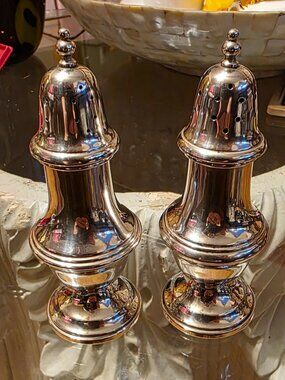Sterling Silver Salt & Pepper Shakers Pair Weighted Reinforced Classic Baluster
